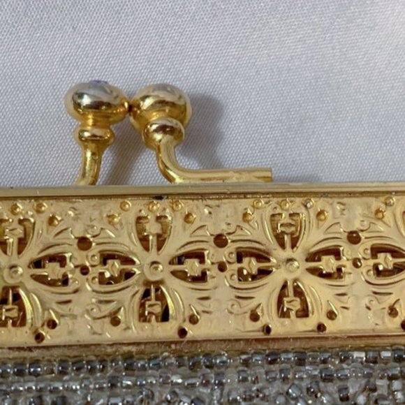 🤩 Vintage 50’s Embroidered French Glass & Steel Cut Beaded Handbag - Picture 4 of 10